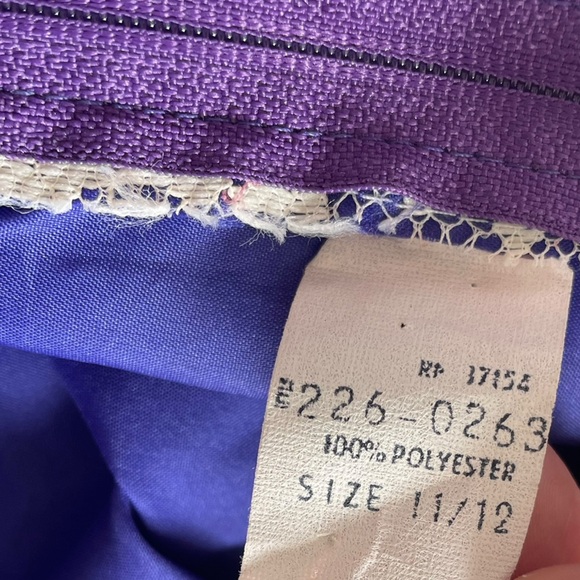 Vintage 60s Purple White Romantic Floral Lace Bow Evening Prom Formal Maxi Dress - Picture 6 of 6